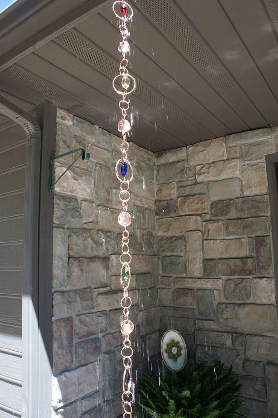 Copper and Crystal Rain Chain