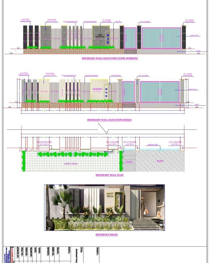 Boundary Wall Detailing, Pinterest