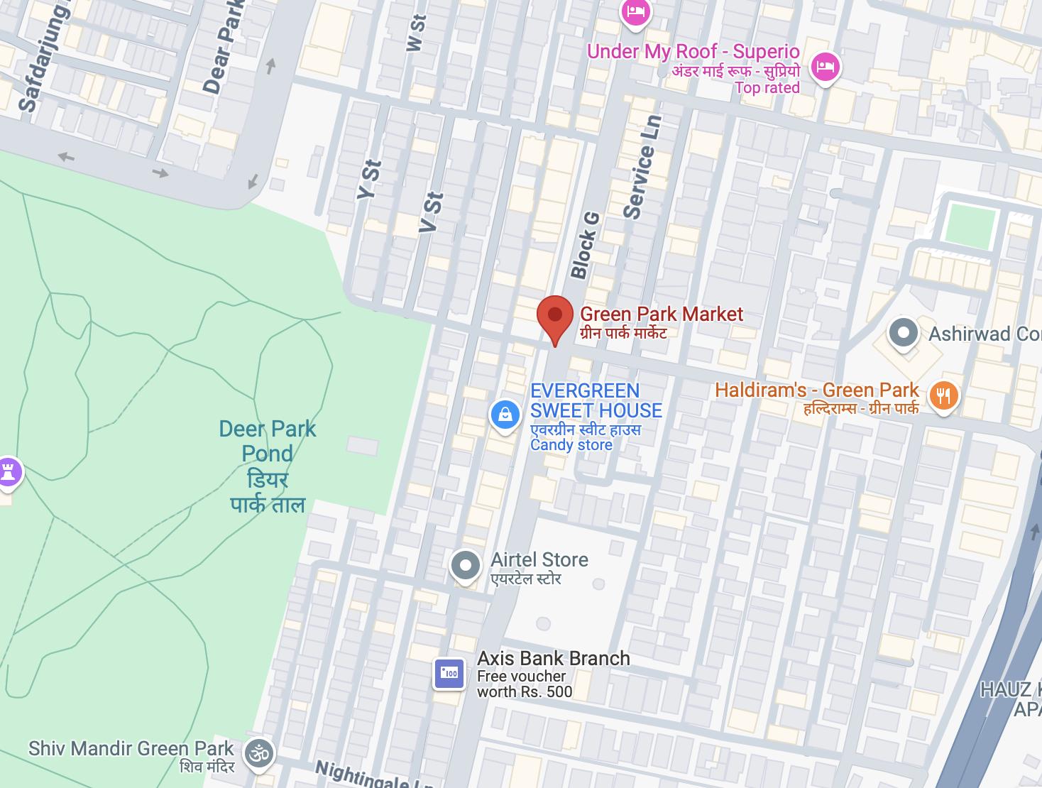 Green Park Market, Google Maps